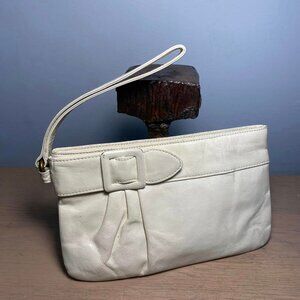 HOBO Wristlet "Vintage Style" Cream Leather